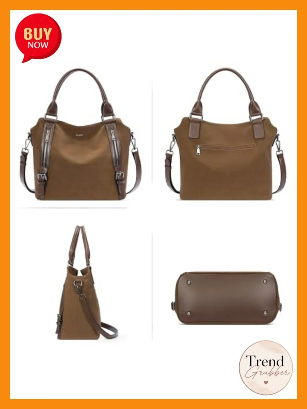 Suede Hobo Bag Women Large Tote Crossbody Purse Multiple Pockets Adjustable